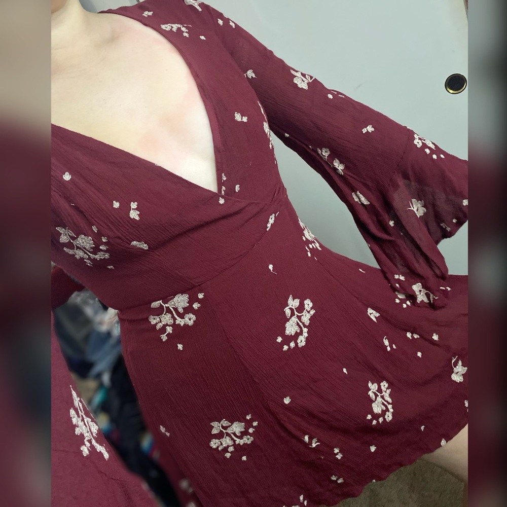 Free People Floral Embroidered Dress